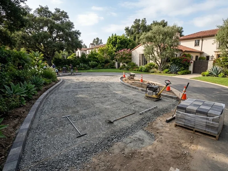 Paver driveway widening install in San Marino