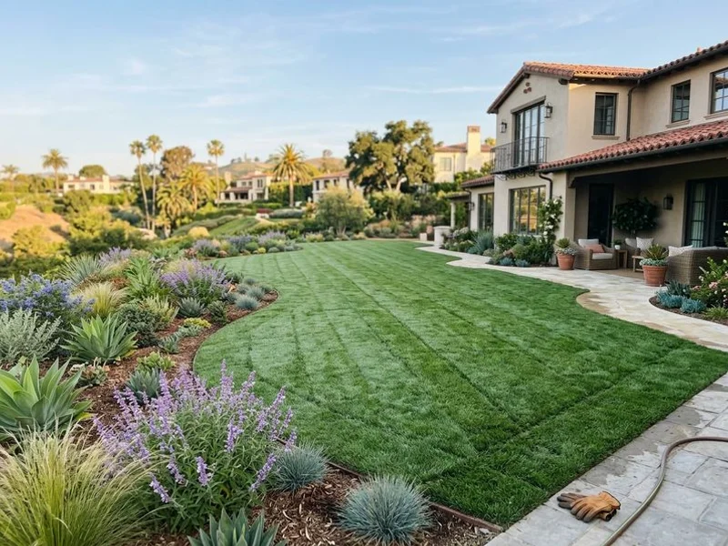 Premium sod lawn freshly installed at a Beverly Hills estate